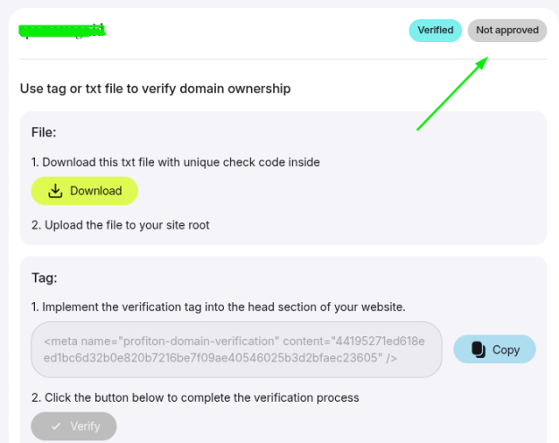 Solusi Masalah Add Website Not Approved ? ProfitON